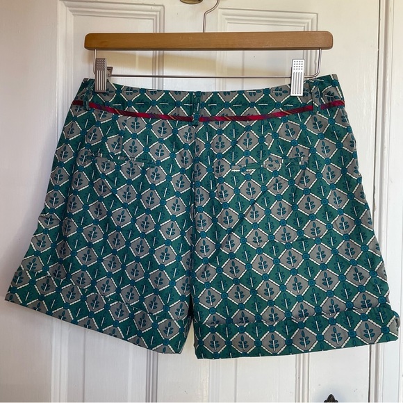 Anthropologie Shorts Pattern Print Corey Lynn Calter In The Square Green sz 8 - Picture 3 of 11